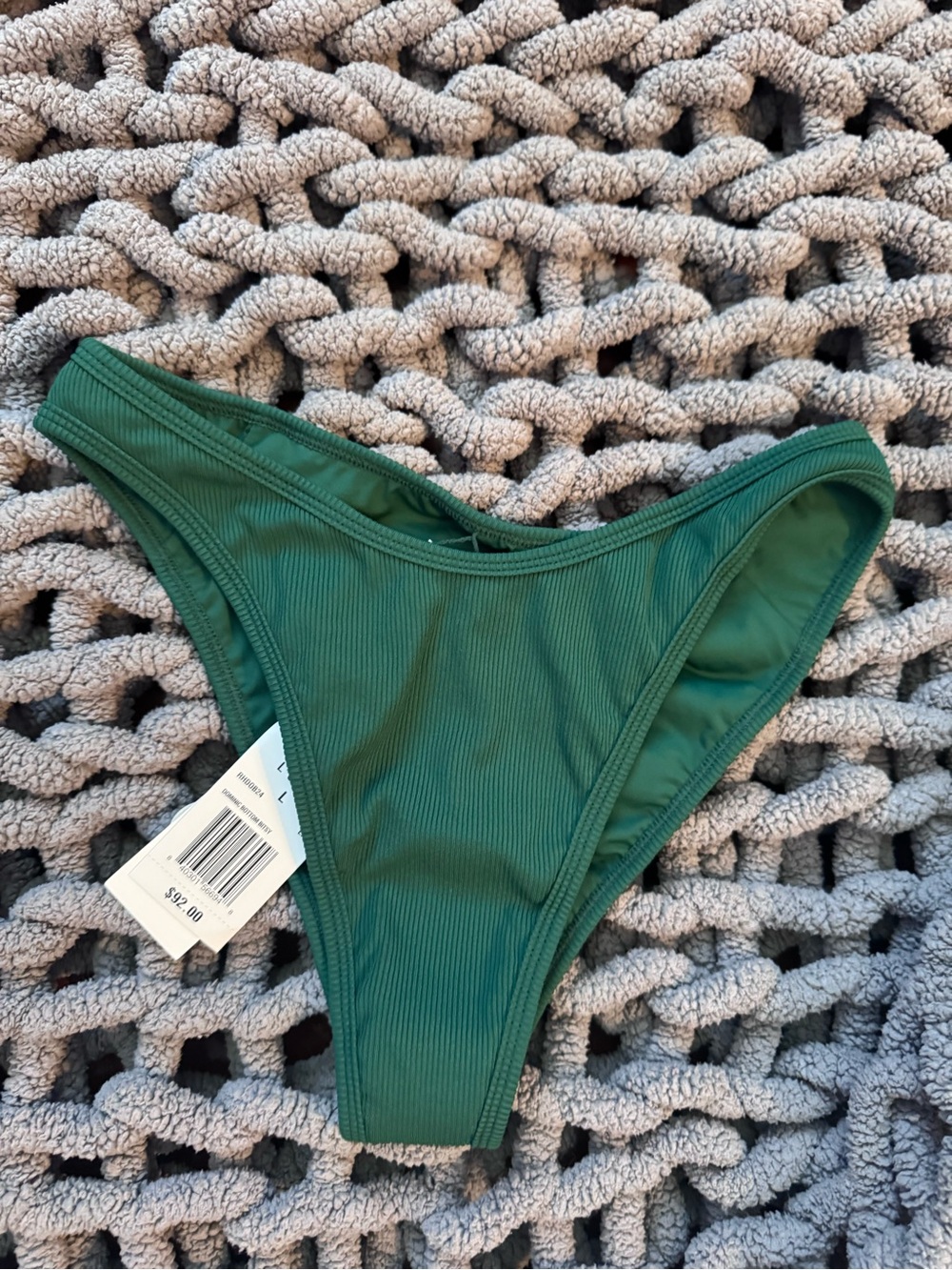 l*space Forest Green Ribbed High-Cut Bikini Bottom